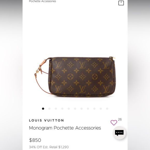 Authentic, LV vintage pochette accessories with an authentic LV chain. - Picture 16 of 17